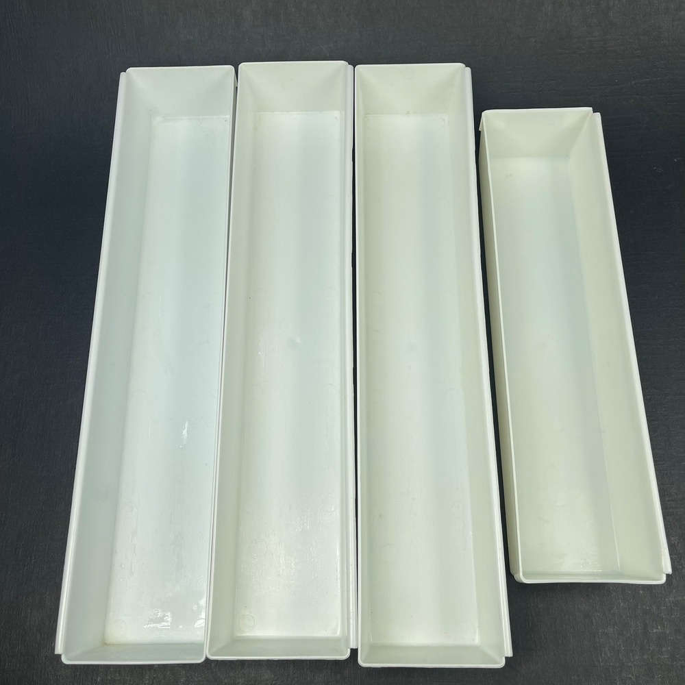 Vintage Rubbermaid 2917 Drawer Organizer Tray Lot 4 Interlocking 3 Long 1 Short